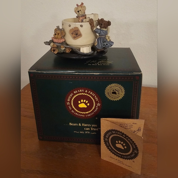 Boyds Bears Other - Boyds Bears & Friends Bearstone Collection Figurine - Fixin' Tea for Three